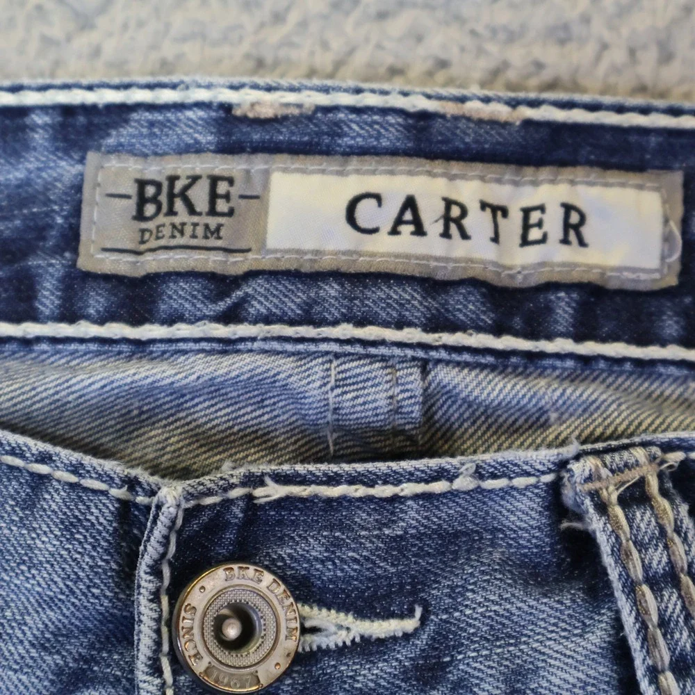 BKE Carter Mens Relaxed Straight Leg Blue Jeans 34S Medium Wash ABM20116